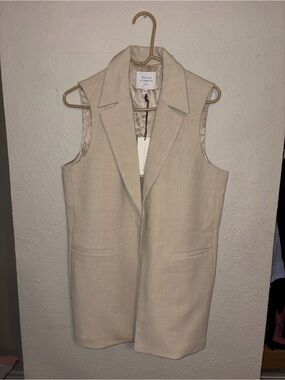 Maison d'Anelie Sleeveless Long Blazer Vest - Cream